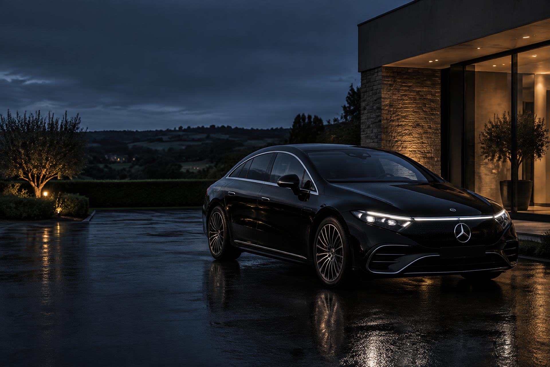 Black Mercedes-Benz EQS prepared for executive travel in Kent